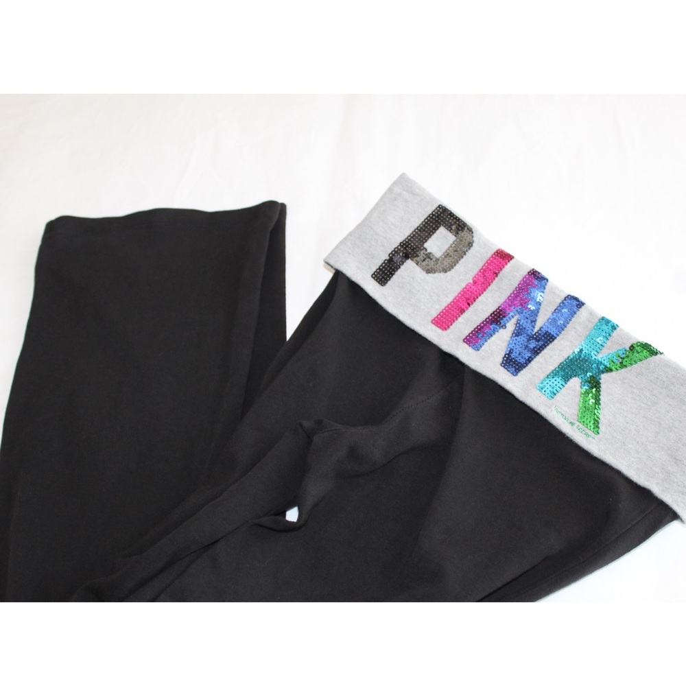 PINK VS Sequin Cotton Yoga Flare